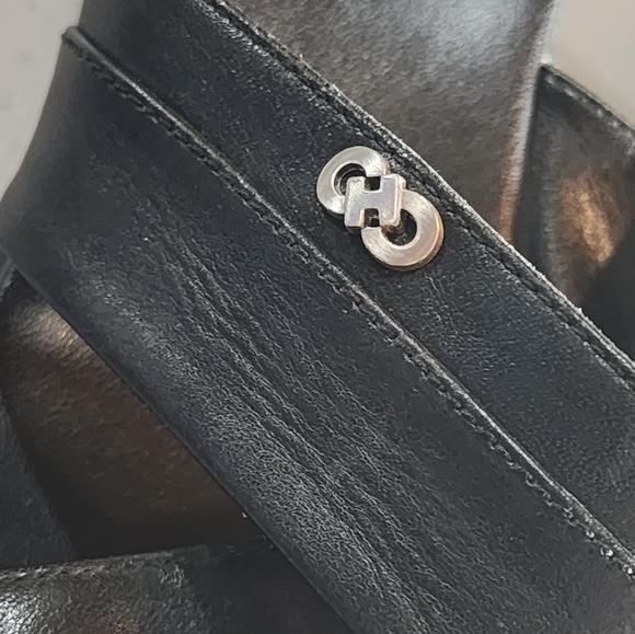 Cole Haan Grand.OS Black Leather Cork Wedge Sandals Slide 7B Comfort - Picture 11 of 14